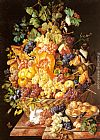 Leopold Zinnogger A Basket of Fruit with Animals painting